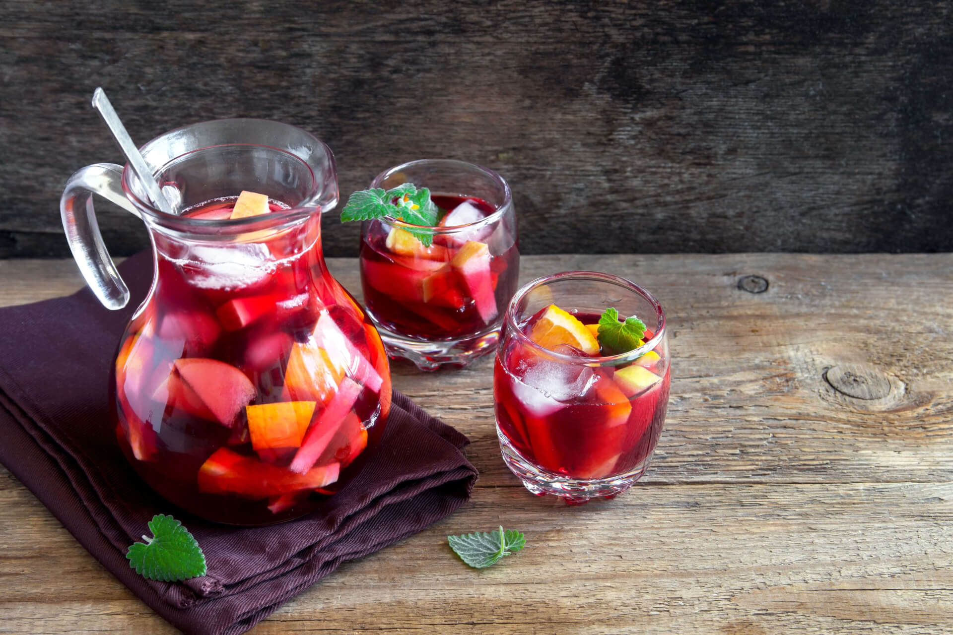 sangria in glass pitcher