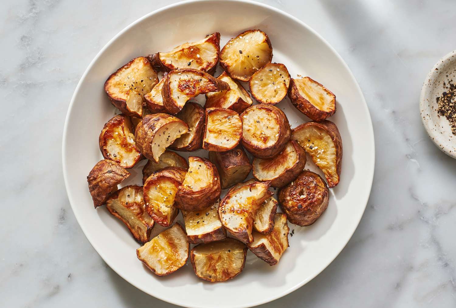 roasted jerusalem artichokes on tray