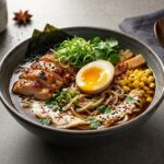 chicken ramen bowl with egg