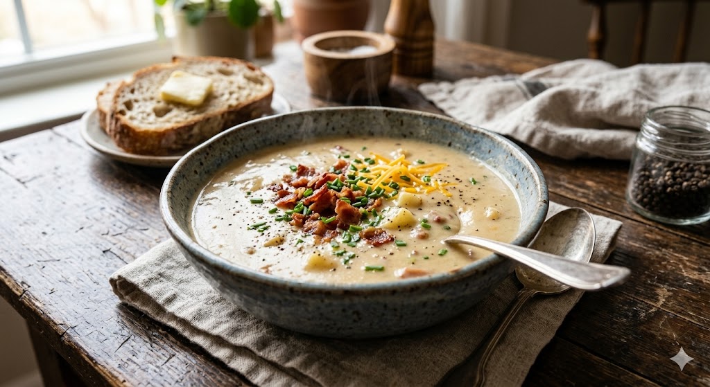 creamy potato soup bowl