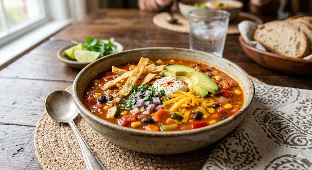 vegetarian tortilla soup bowl