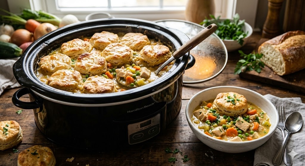 crock pot chicken pot pie bowl