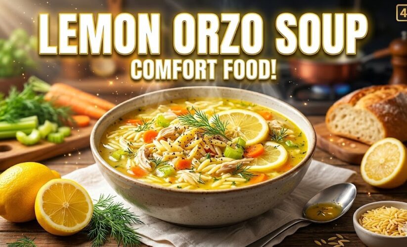 lemon orzo soup bowl