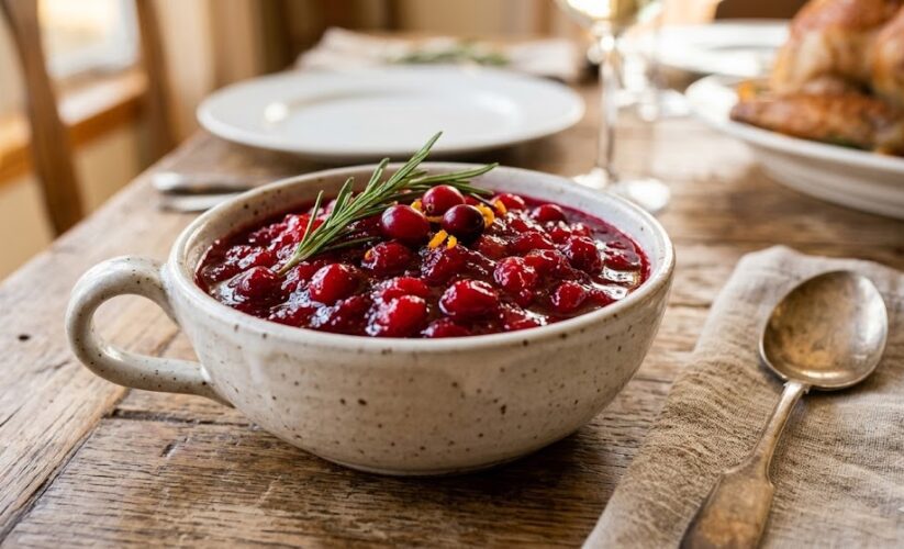 homemade cranberry sauce bowl
