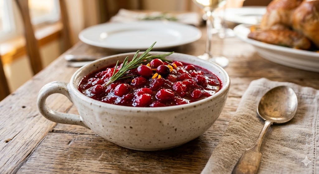 homemade cranberry sauce bowl
