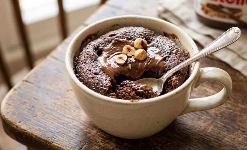 nutella chocolate mug cake for one
