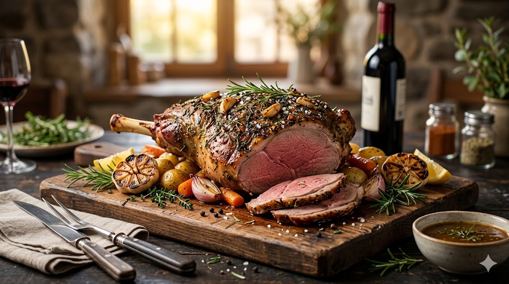 garlic herb roasted leg of lamb