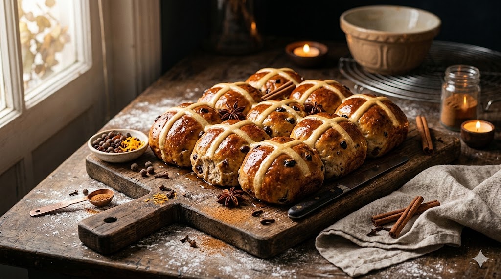 hot cross buns with icing cross