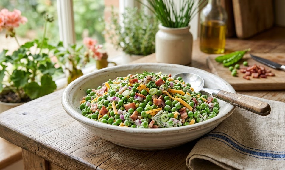 creamy pea salad bowl