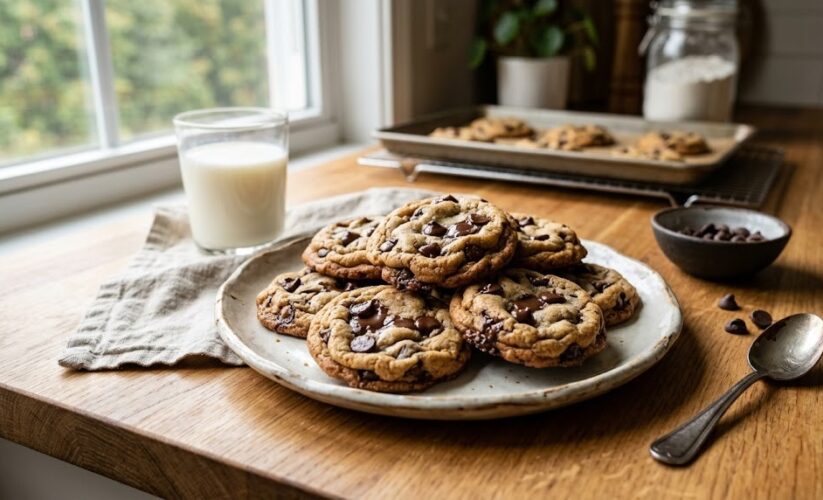 homemade eggless cookies with chocolate chips