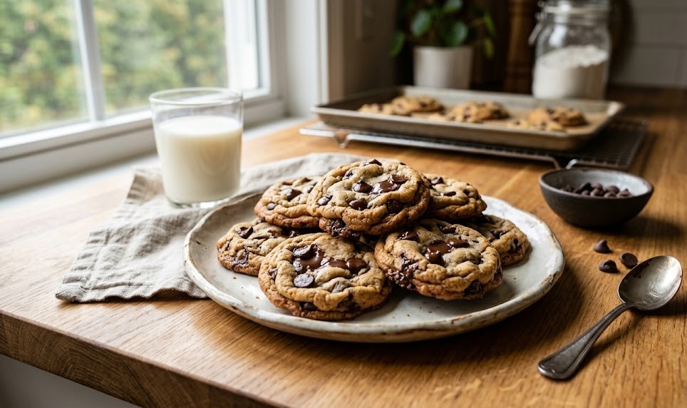 homemade eggless cookies with chocolate chips