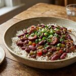 authentic louisiana red beans and rice bowl