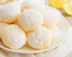 lemon meltaway cookies with glaze close up,