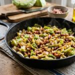 fried cabbage with bacon skillet