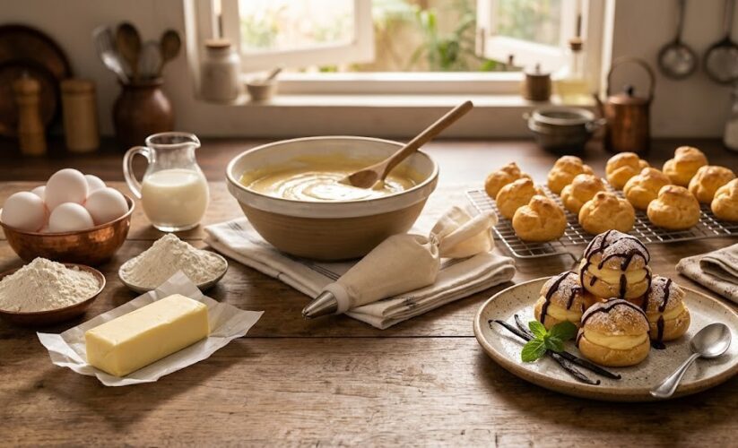 cream puffs with whipped cream filling