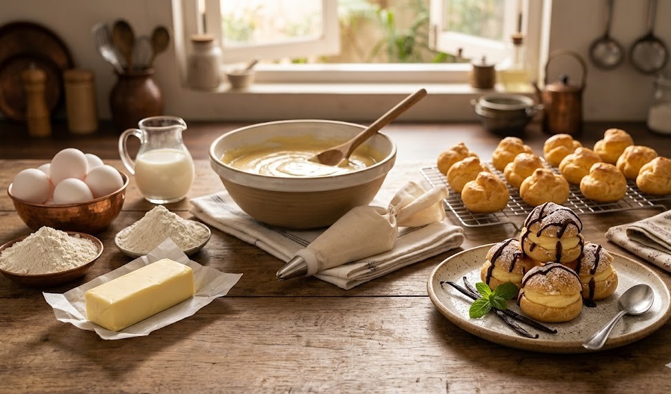 cream puffs with whipped cream filling