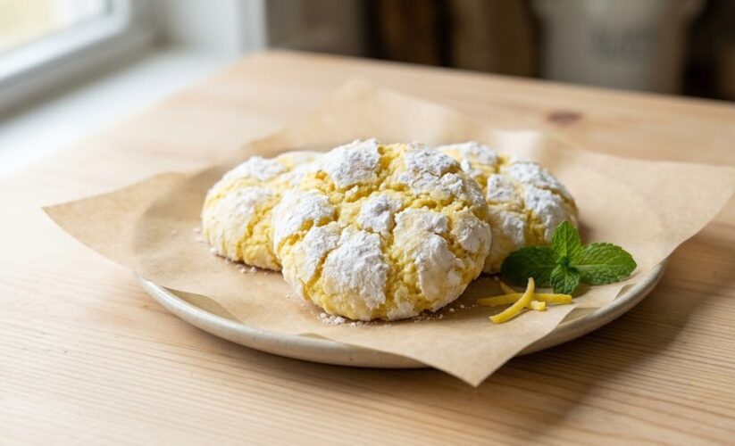 lemon cookies with crackled sugar coating
