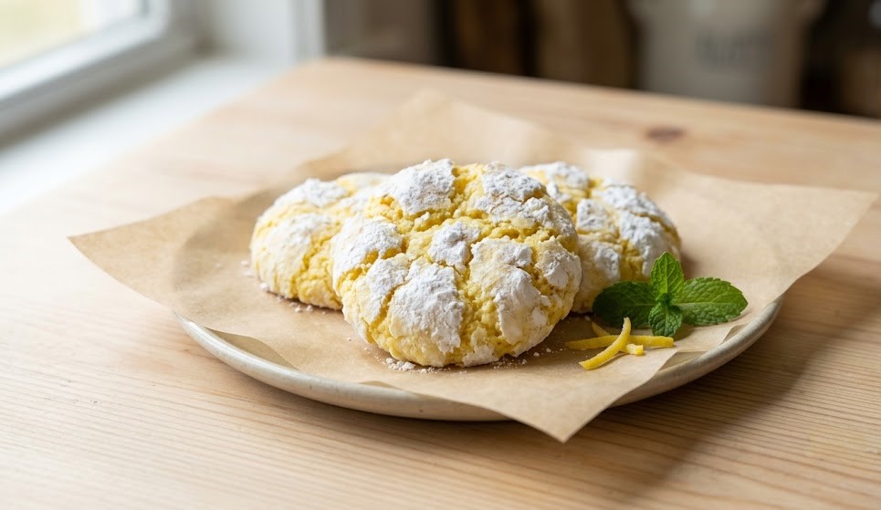 lemon cookies with crackled sugar coating