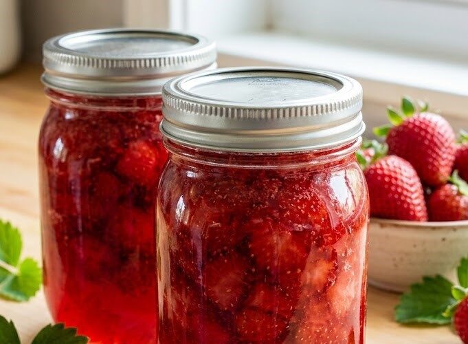 homemade strawberry jam with fresh berries