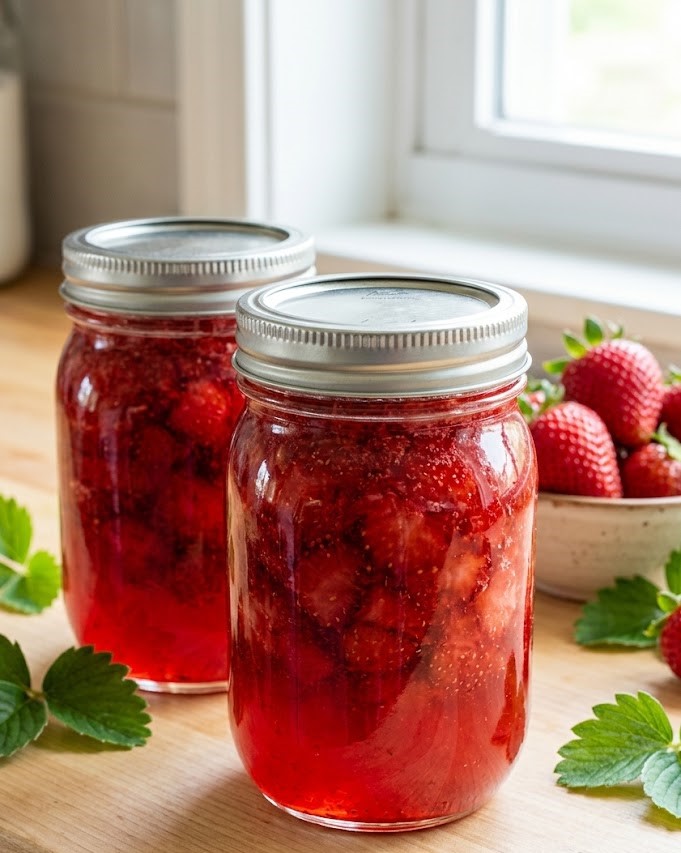 homemade strawberry jam with fresh berries