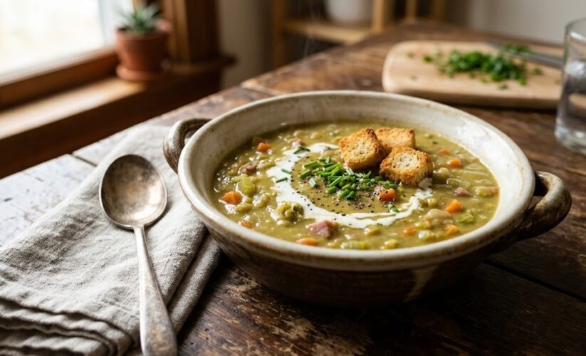homemade split pea soup with ham