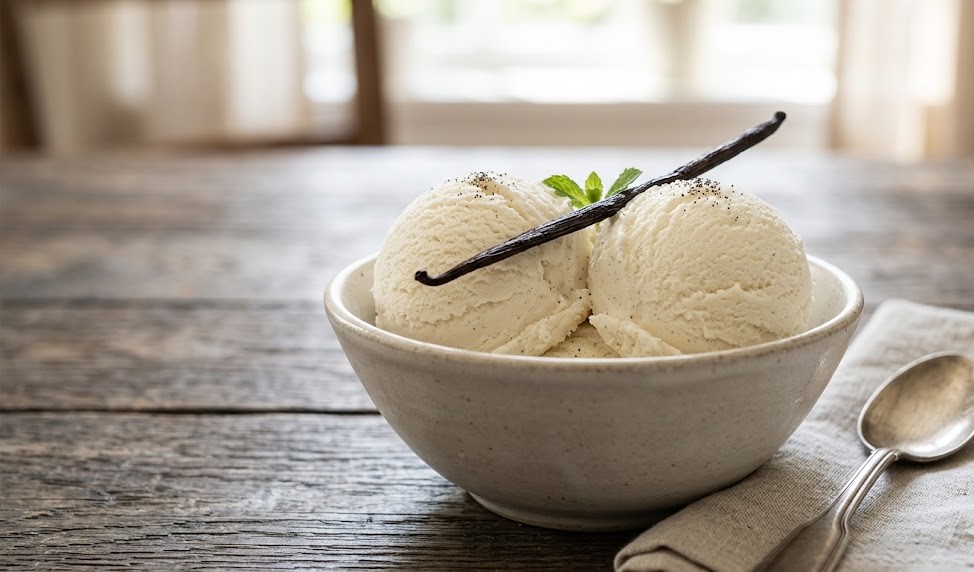 homemade vanilla ice cream bowl