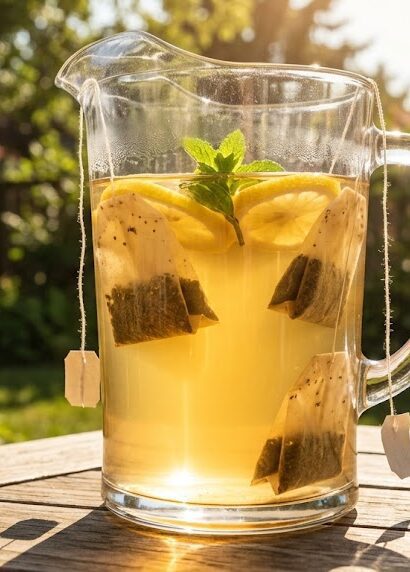 refreshing sun tea with lemon