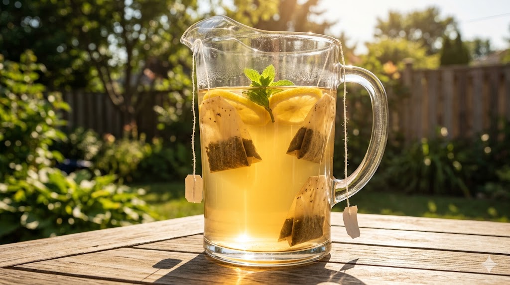 refreshing sun tea with lemon