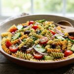 homemade pasta salad with vegetables
