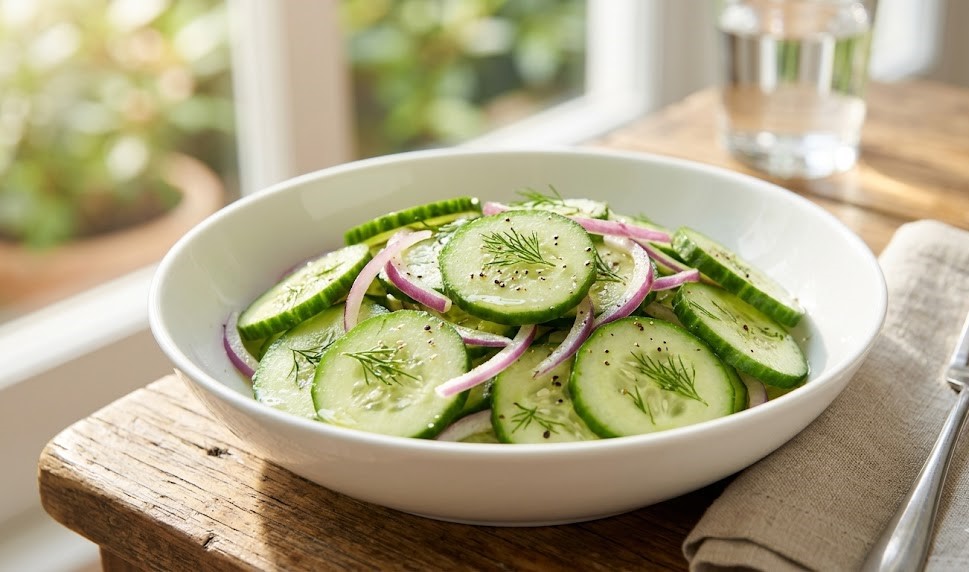 fresh cucumber salad with herbs