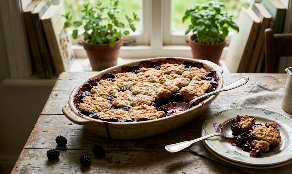 homemade berry cobbler dessert