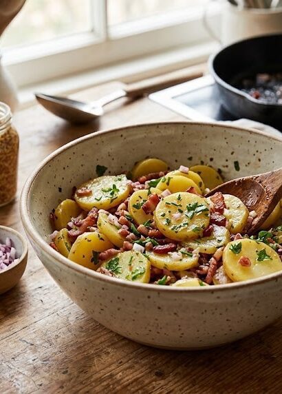 authentic german potato salad close up