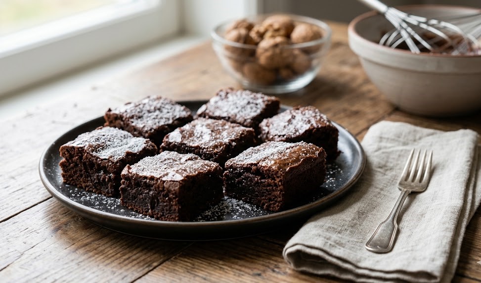 fudgy brownie squares plat