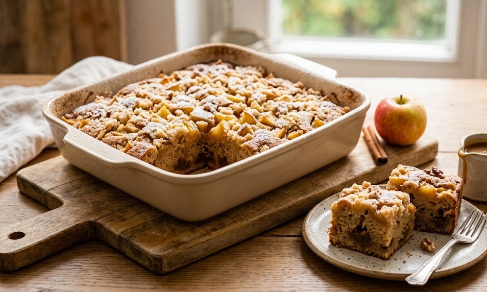 homemade apple cake slice
