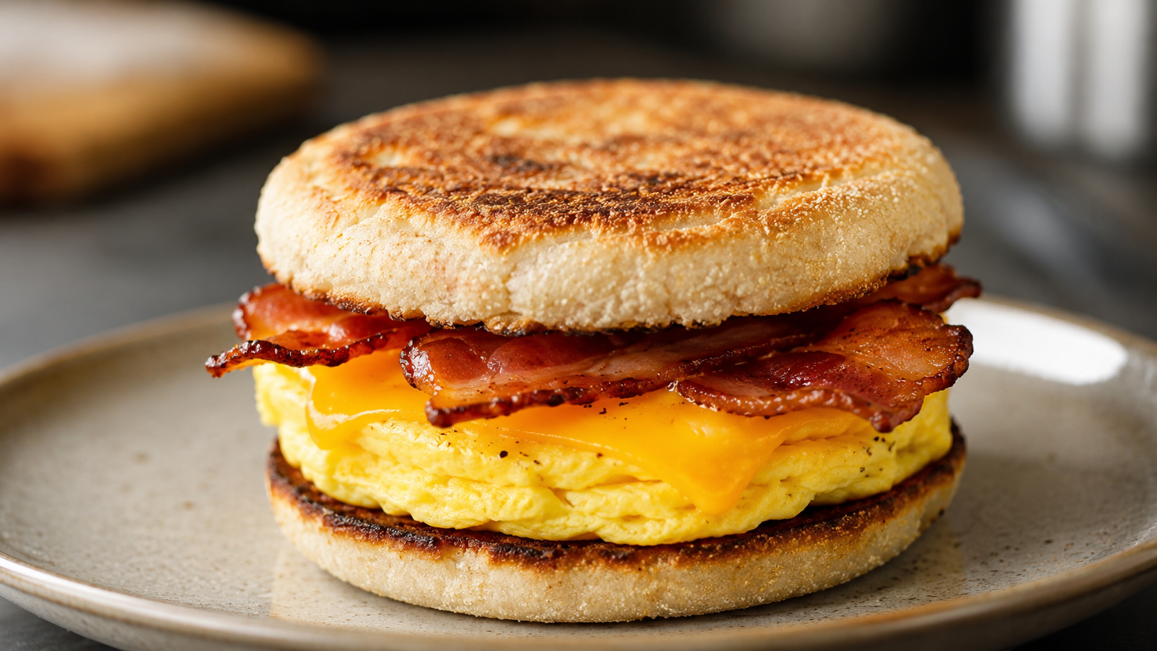gordon ramsay style breakfast sandwich close up