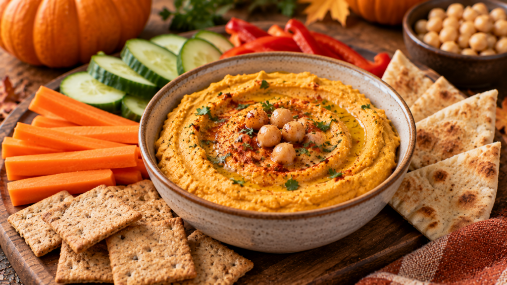 Healthy Halloween Pumpkin Hummus