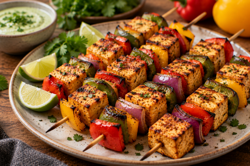Devilled Tofu Kebabs for Halloween