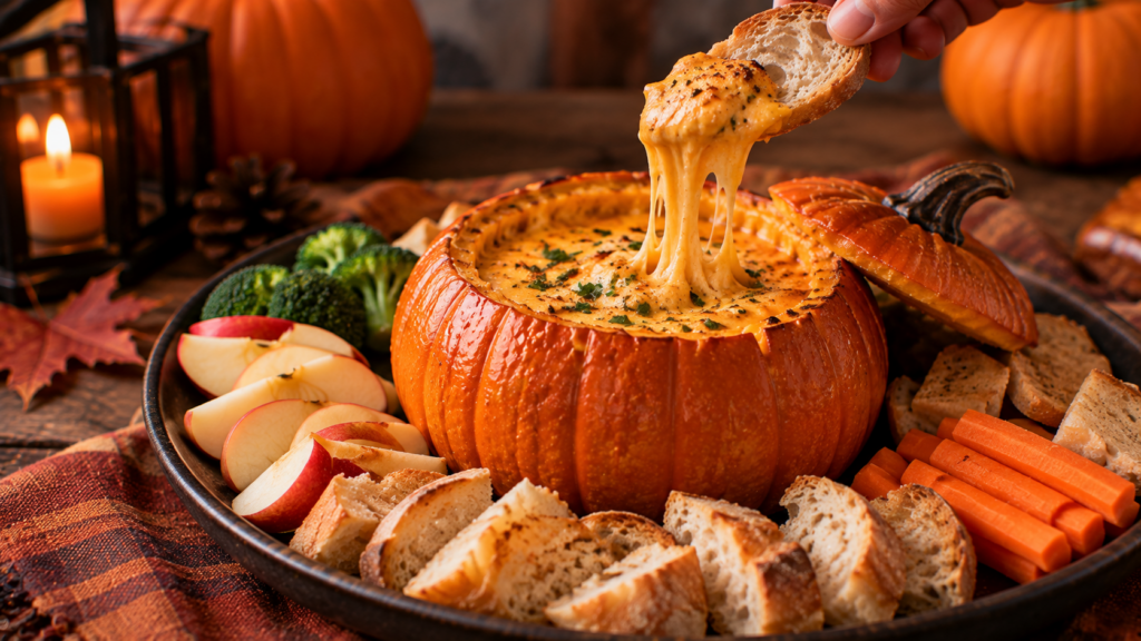 Healthy Halloween Baked Pumpkin Fondue