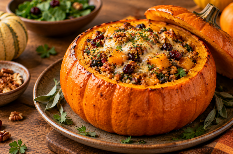 Healthy Halloween Stuffed Pumpkin
