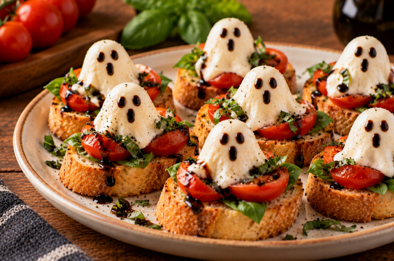 Caprese Crostini Ghosts: A Spooky & Nourishing Appetizer